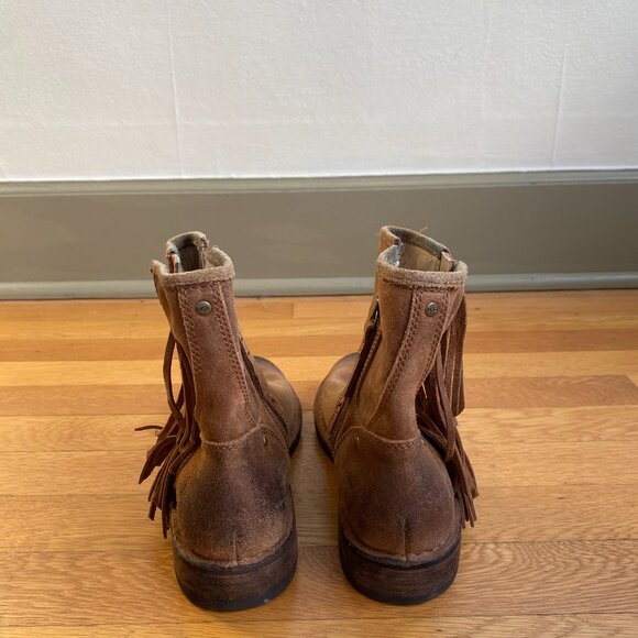 Koolaburra by Ugg Camel Sheepskin Fur Fringe Boots – King Lis Ugg Fringe Ankle Boots